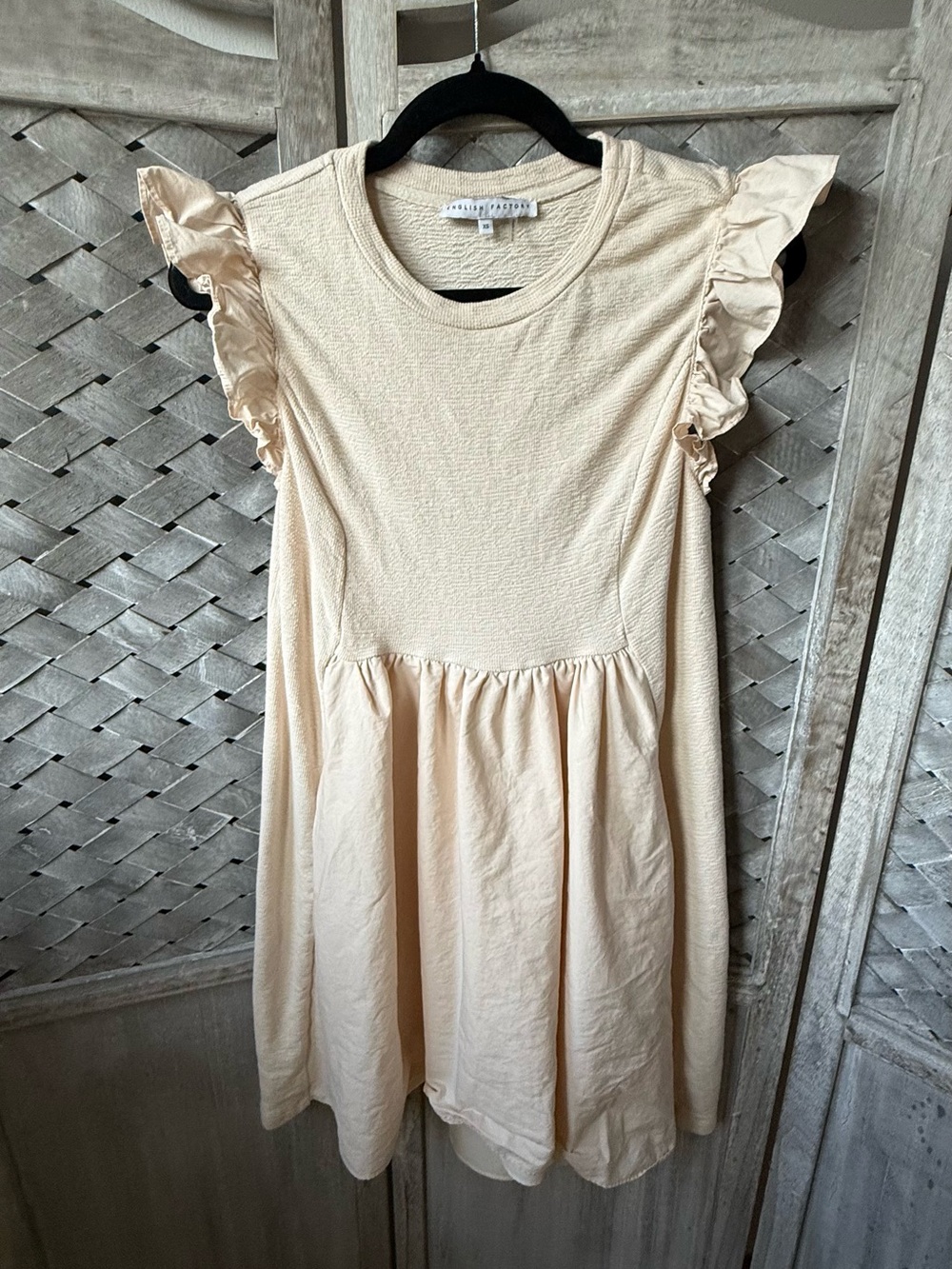 English Factory Ruffle Sleeve Cream Dress